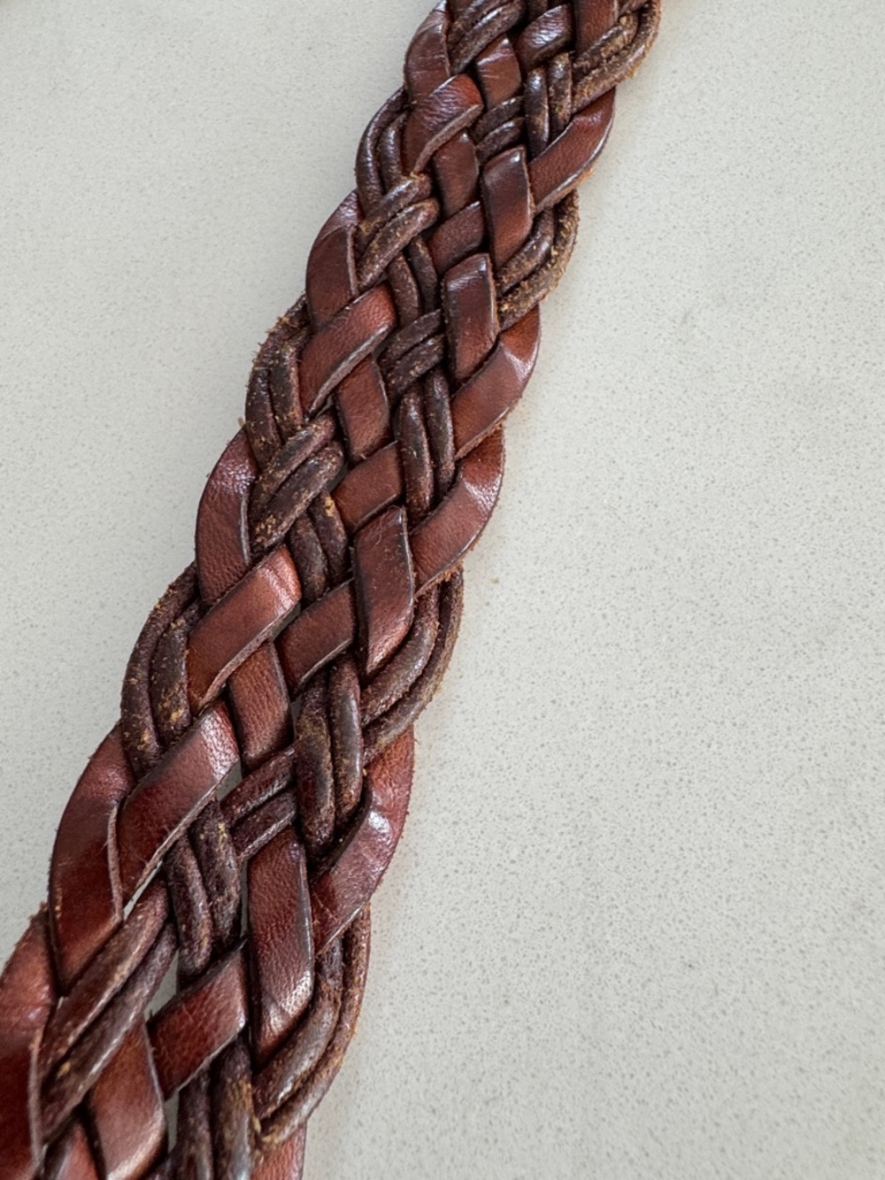 Coach Braided Brown Leather Belt with Brass-Tone Buckle - Picture 10 of 13